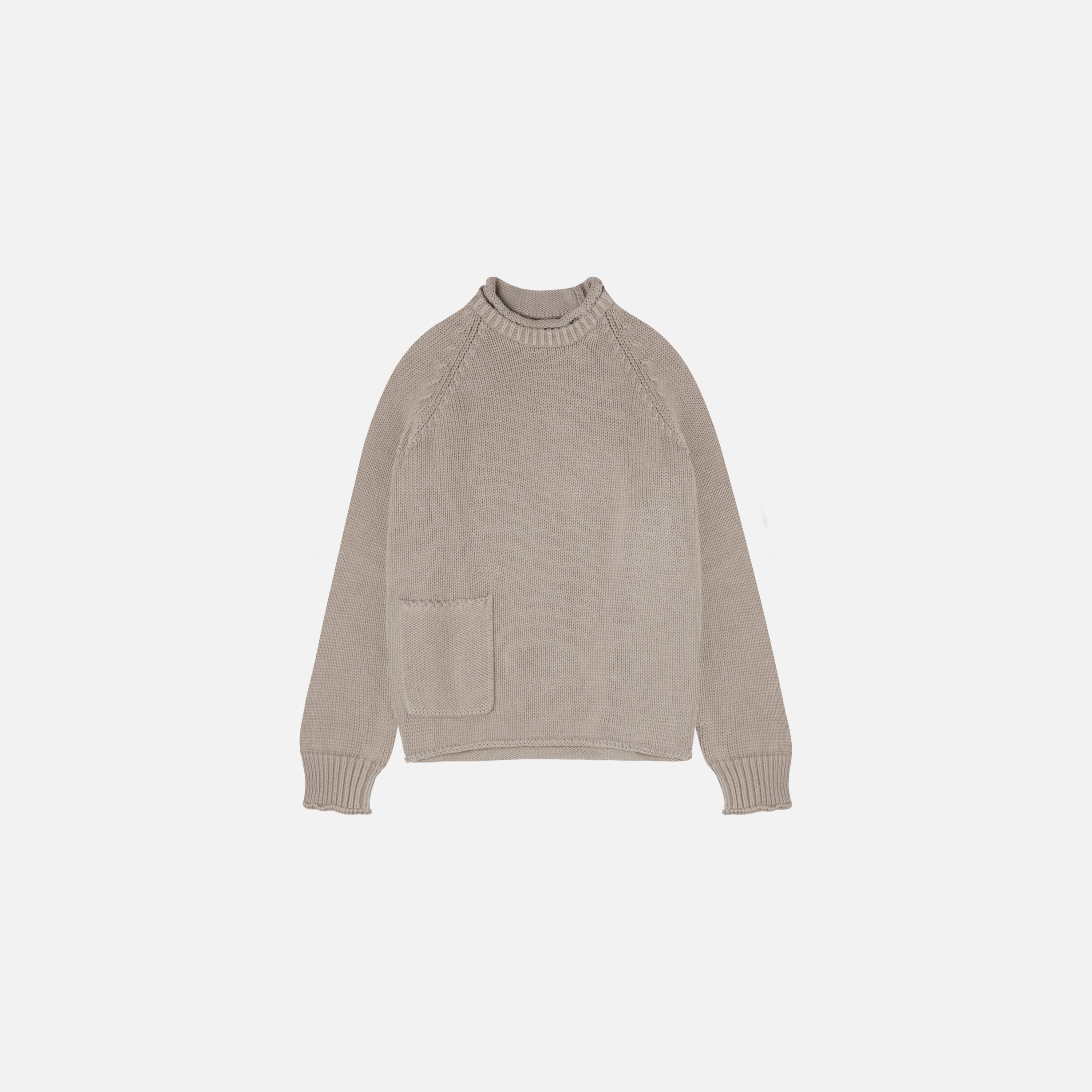 Washed Raw Edge Roll-Neck Sweater