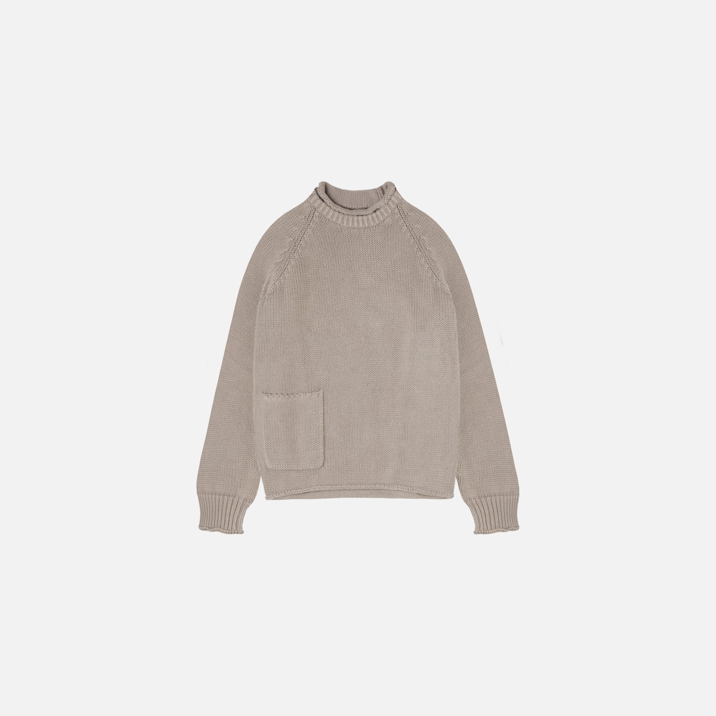 WASHED RAW EDGE ROLL-NECK SWEATER
