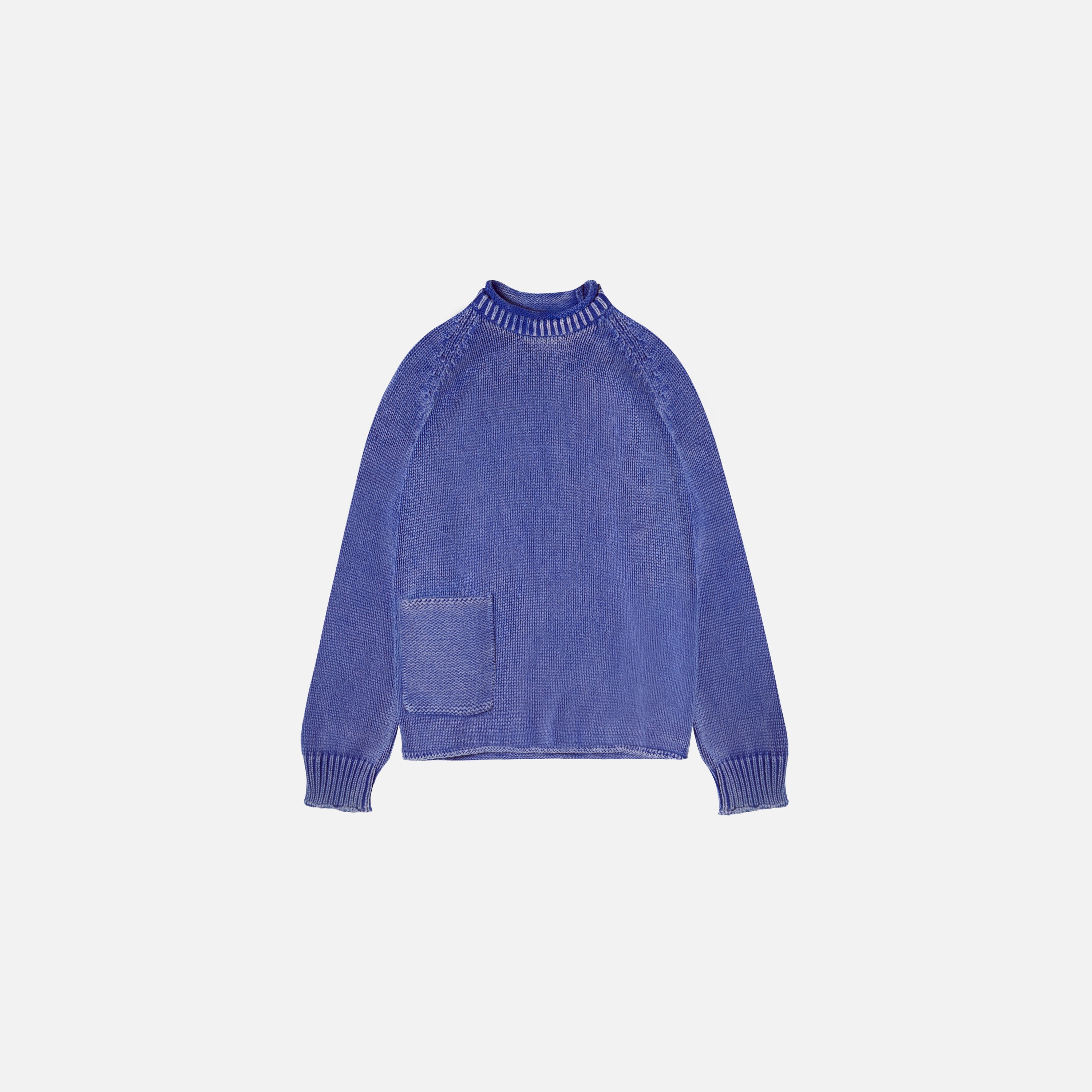 Washed Raw Edge Roll-Neck Sweater