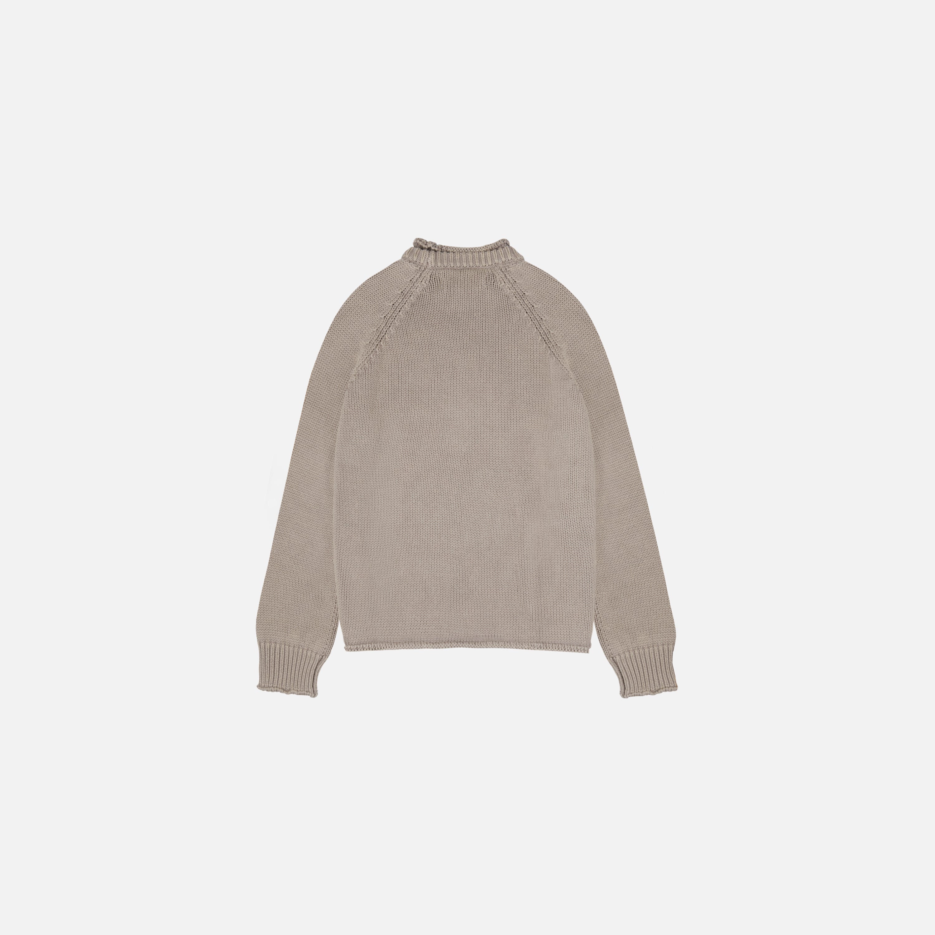 Washed Raw Edge Roll-Neck Sweater