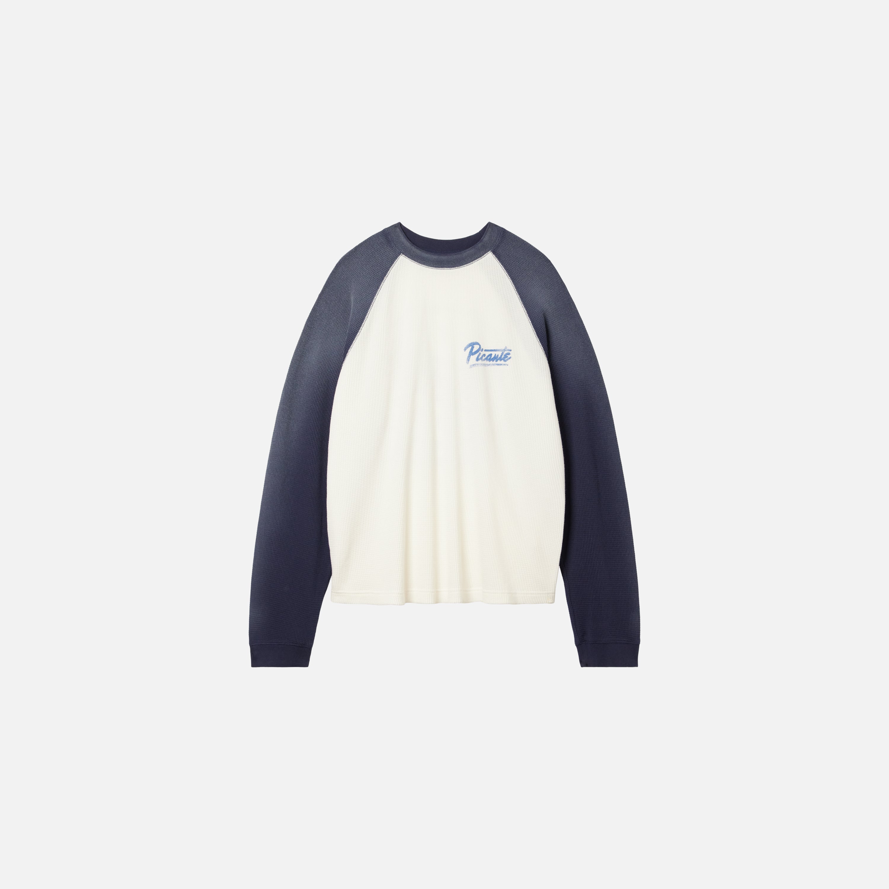 希少XL TENDERLOIN RAGLAN 3/4 PC Polaris Waffle Longsleeve Raglan T-Shirt Ivory / Sun-faded Navy