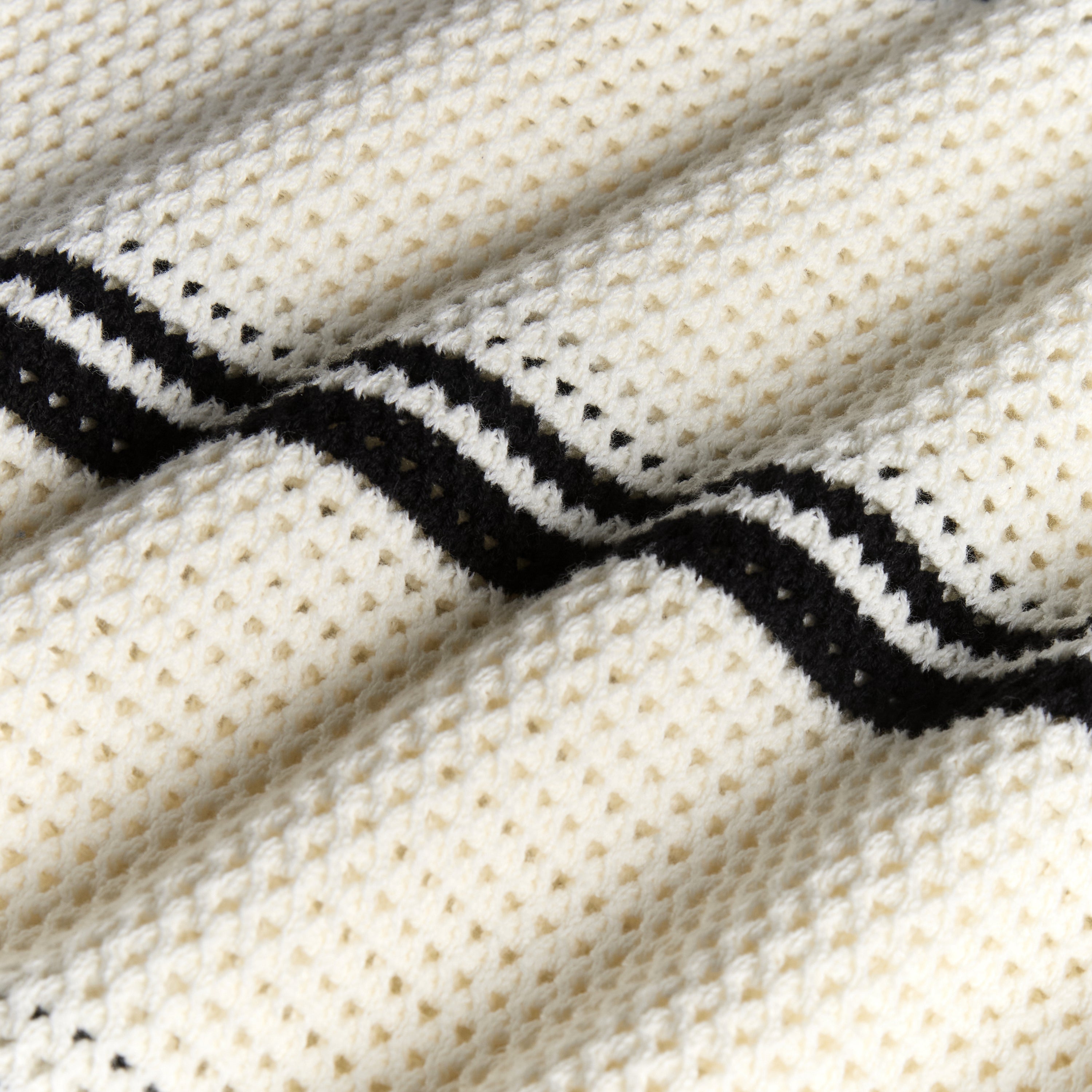 Mesh Knit Striped Polo
