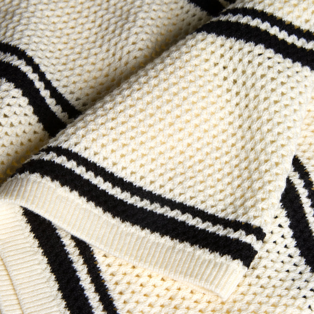 MESH KNIT STRIPED POLO
