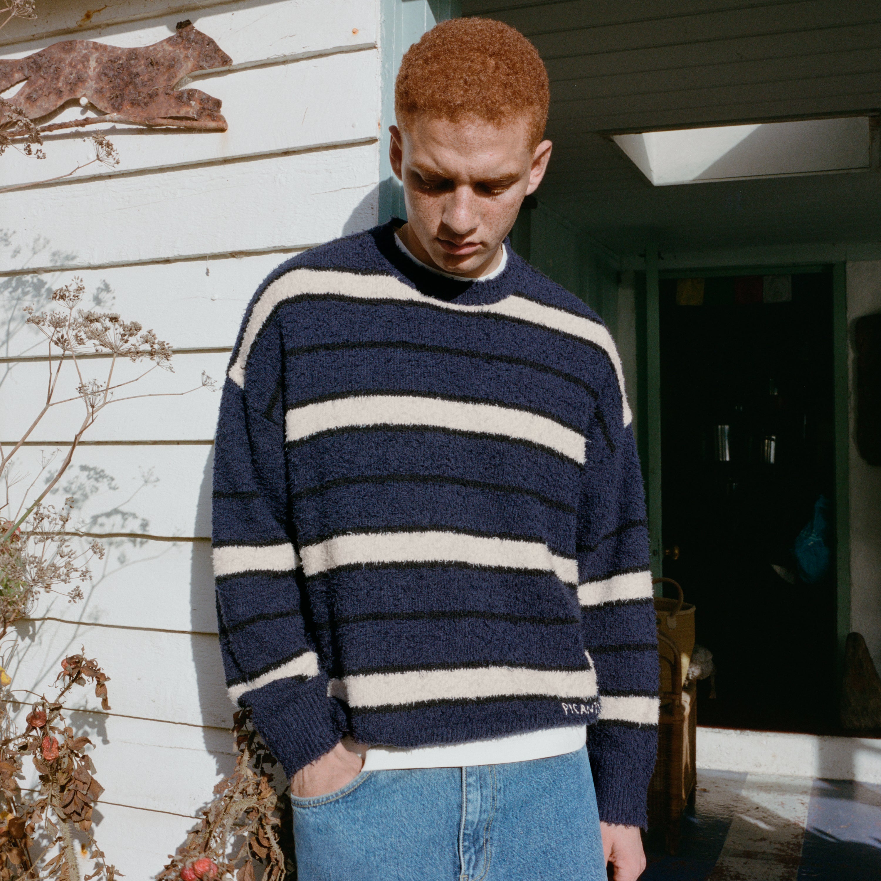 Shaggy Stripe Knit Sweater