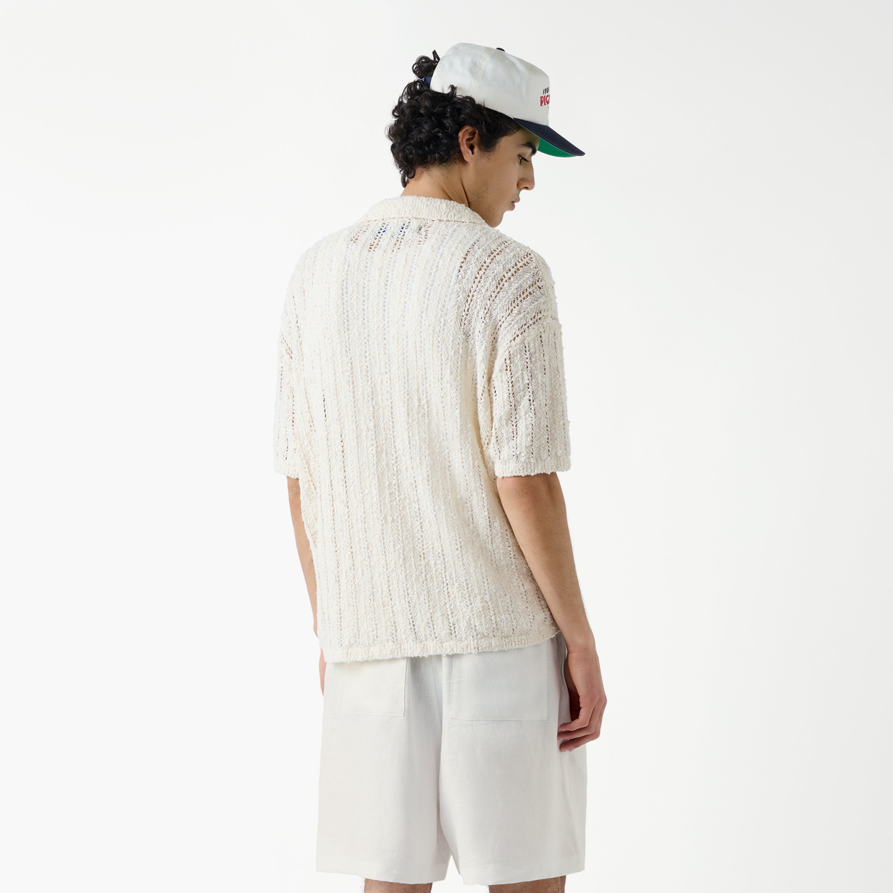 Pointelle Knit Polo Shirt