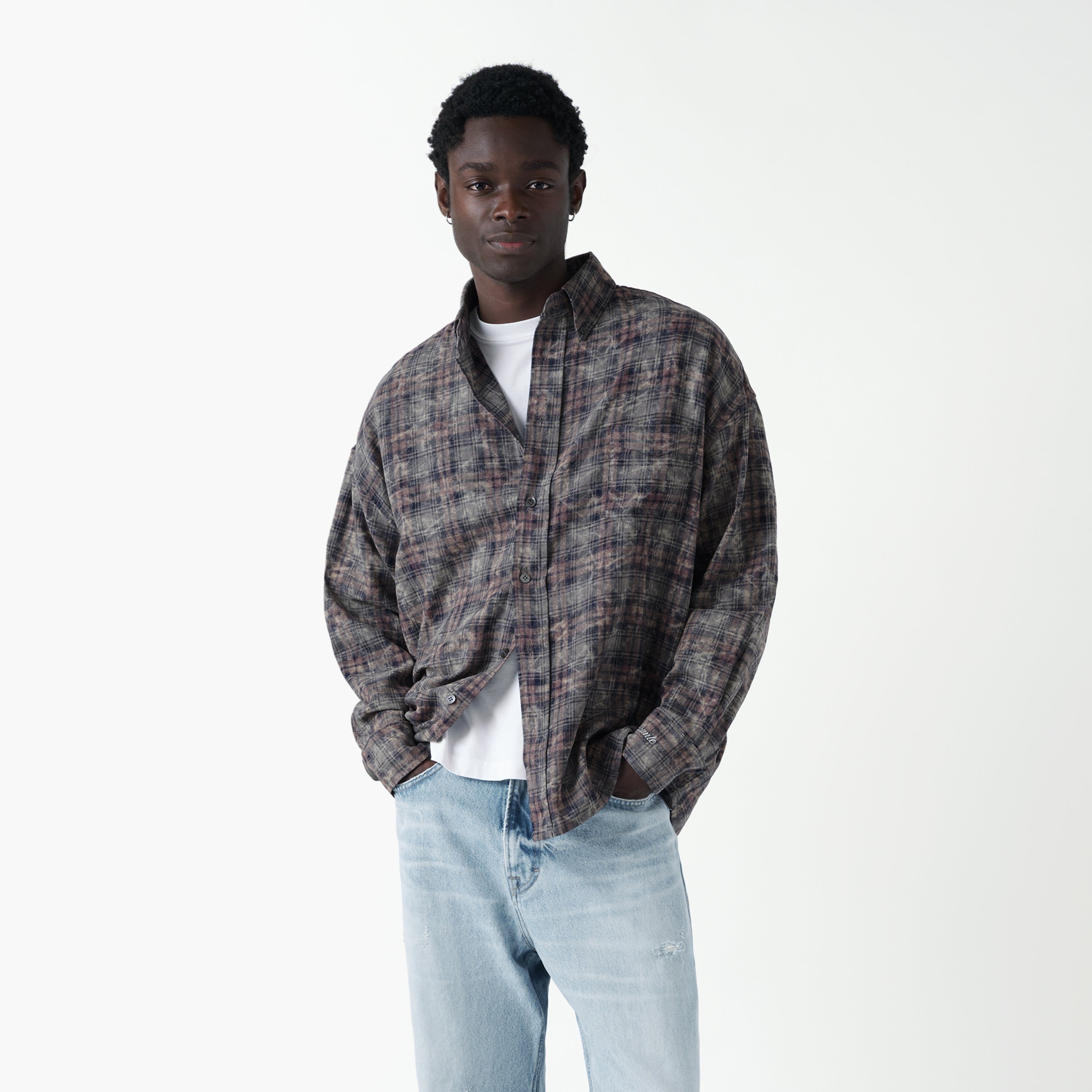 Rocco Shirt Bleached Check Twilight – PICANTE