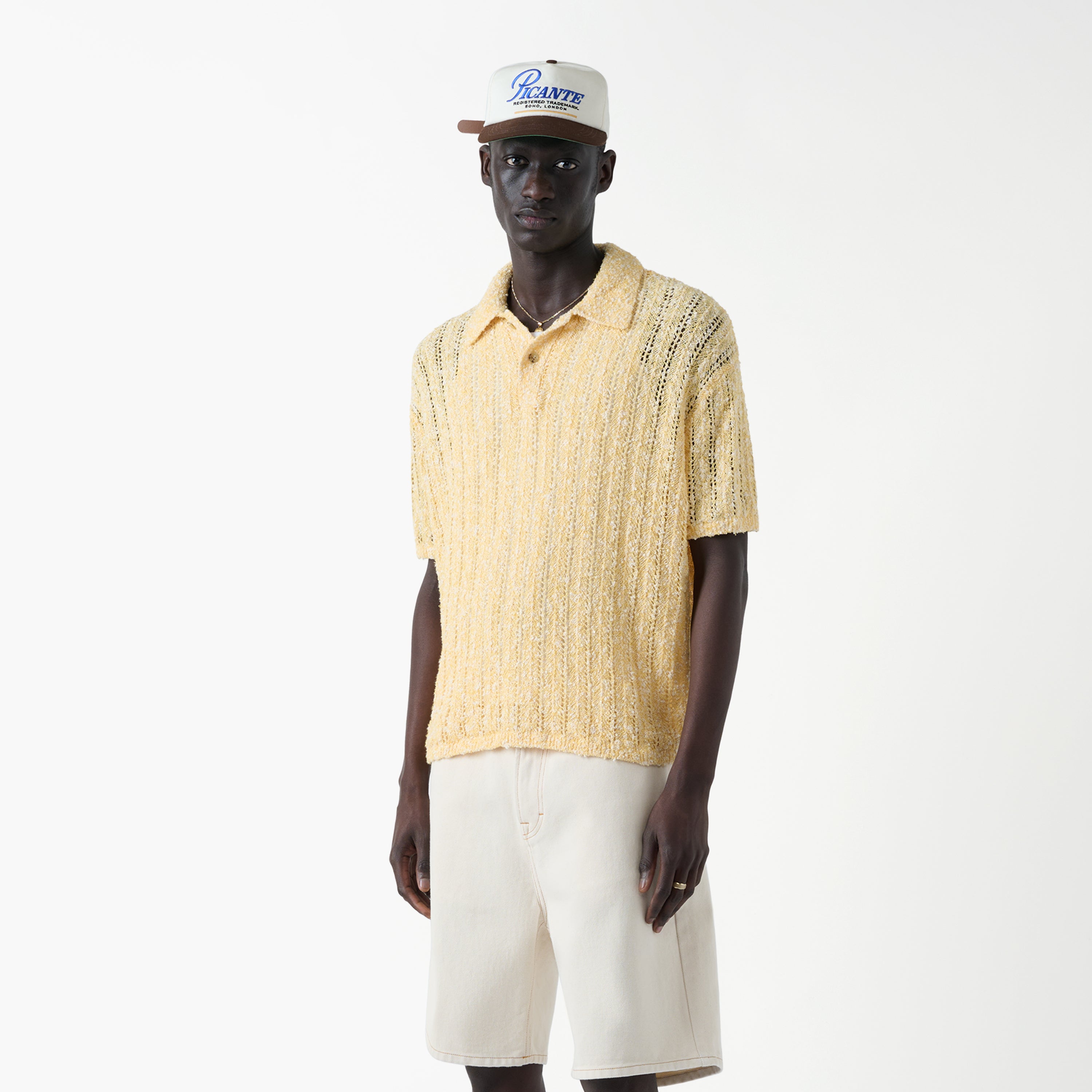 Pointelle Knit Polo Shirt
