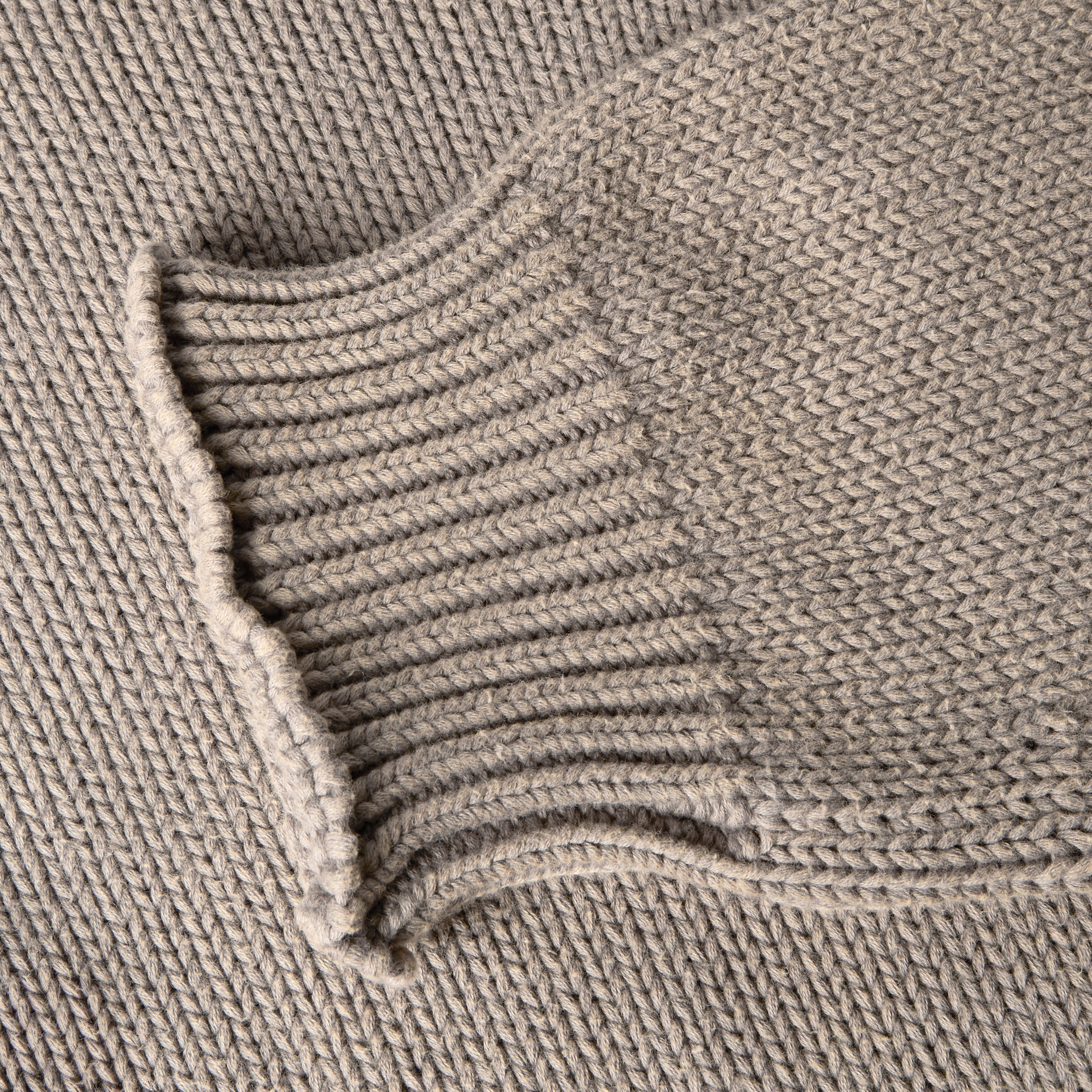 Washed Raw Edge Roll-Neck Sweater