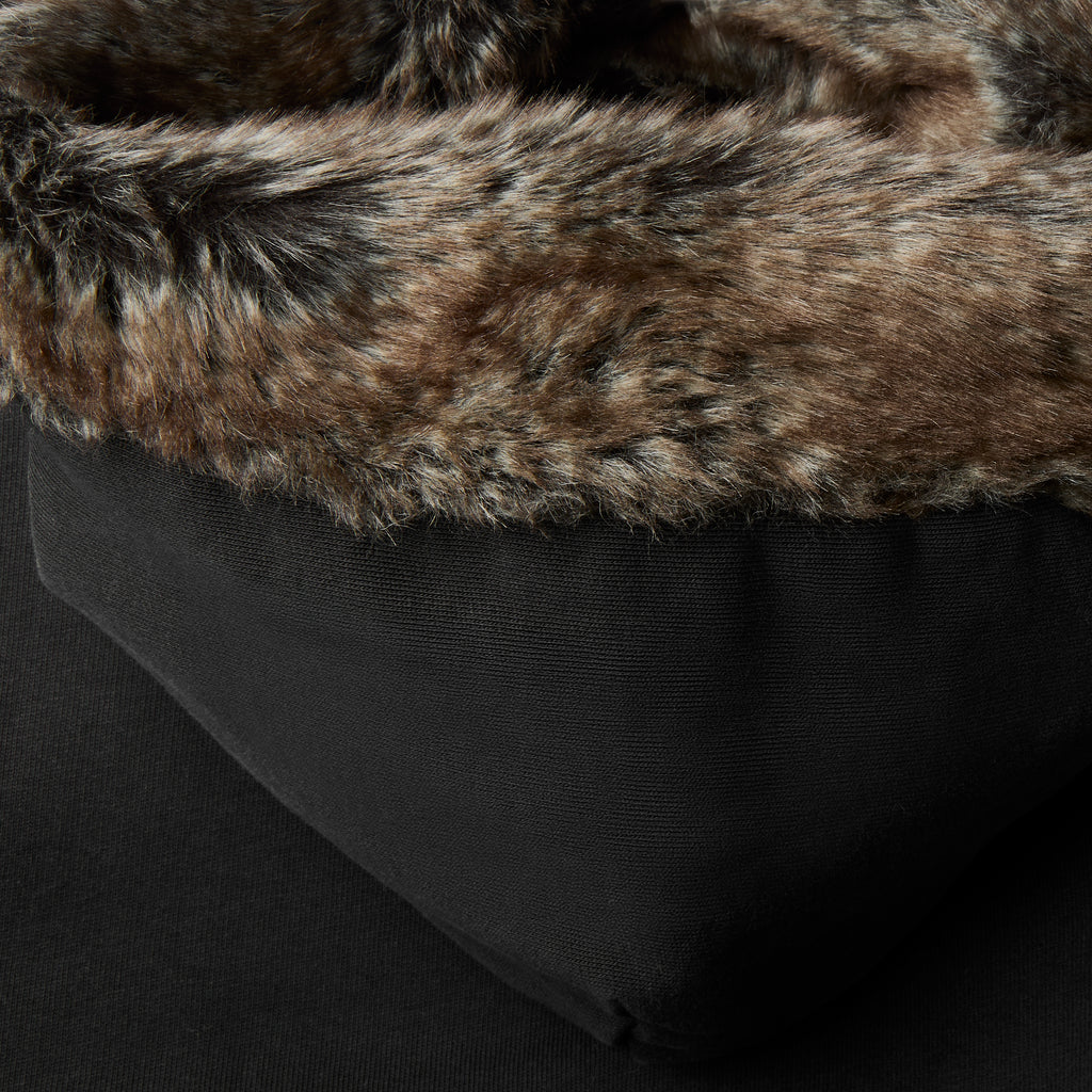 Faux Fur Lined Sun-Faded Zip-Up Hoodie