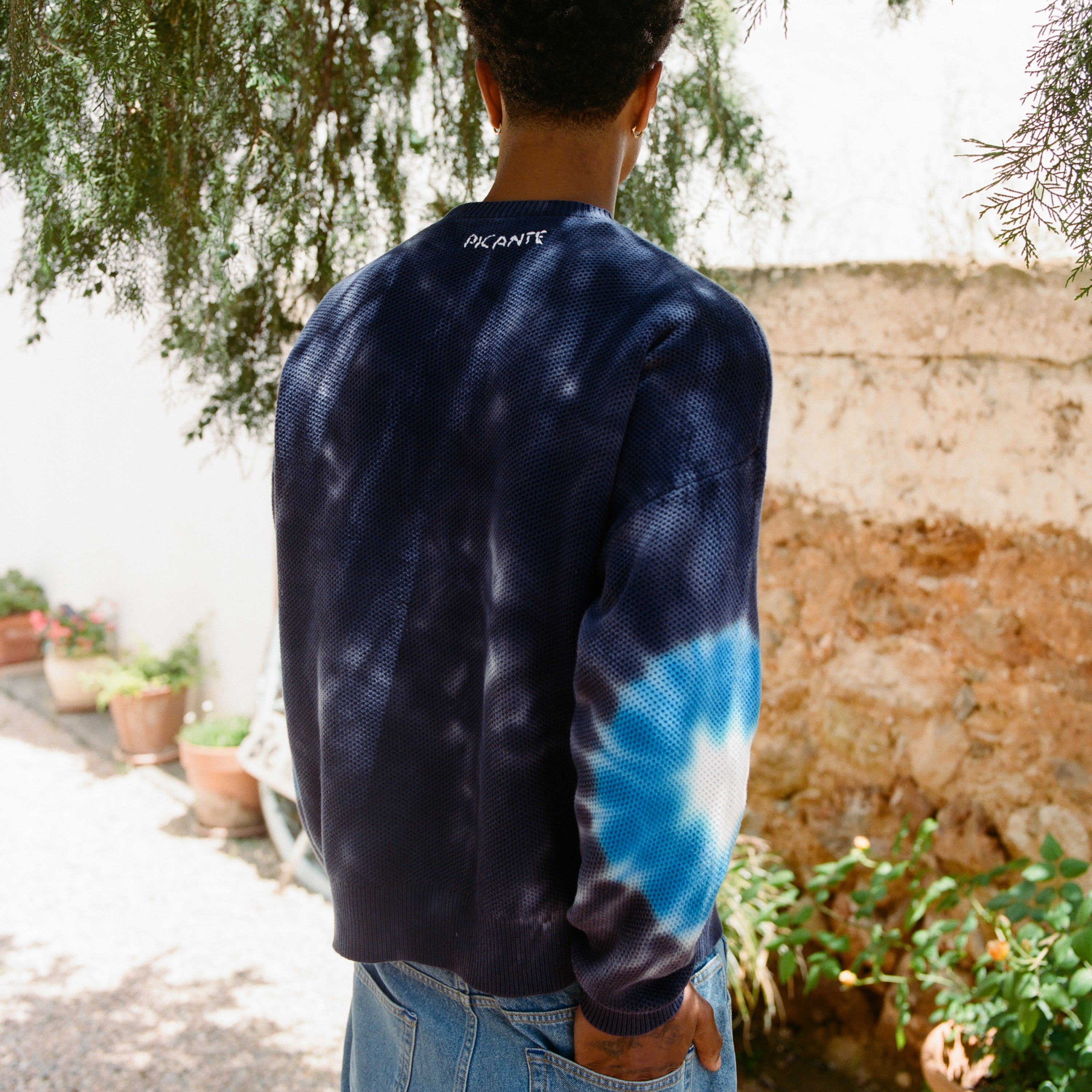 Eclipse Tie Dye Knit Sweater Navy – PICANTE