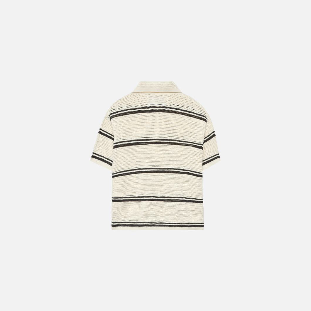 MESH KNIT STRIPED POLO