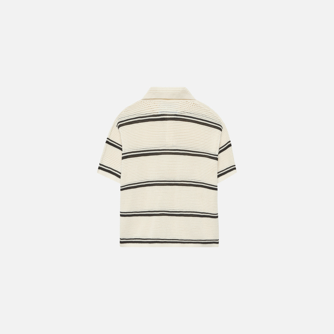 MESH KNIT STRIPED POLO