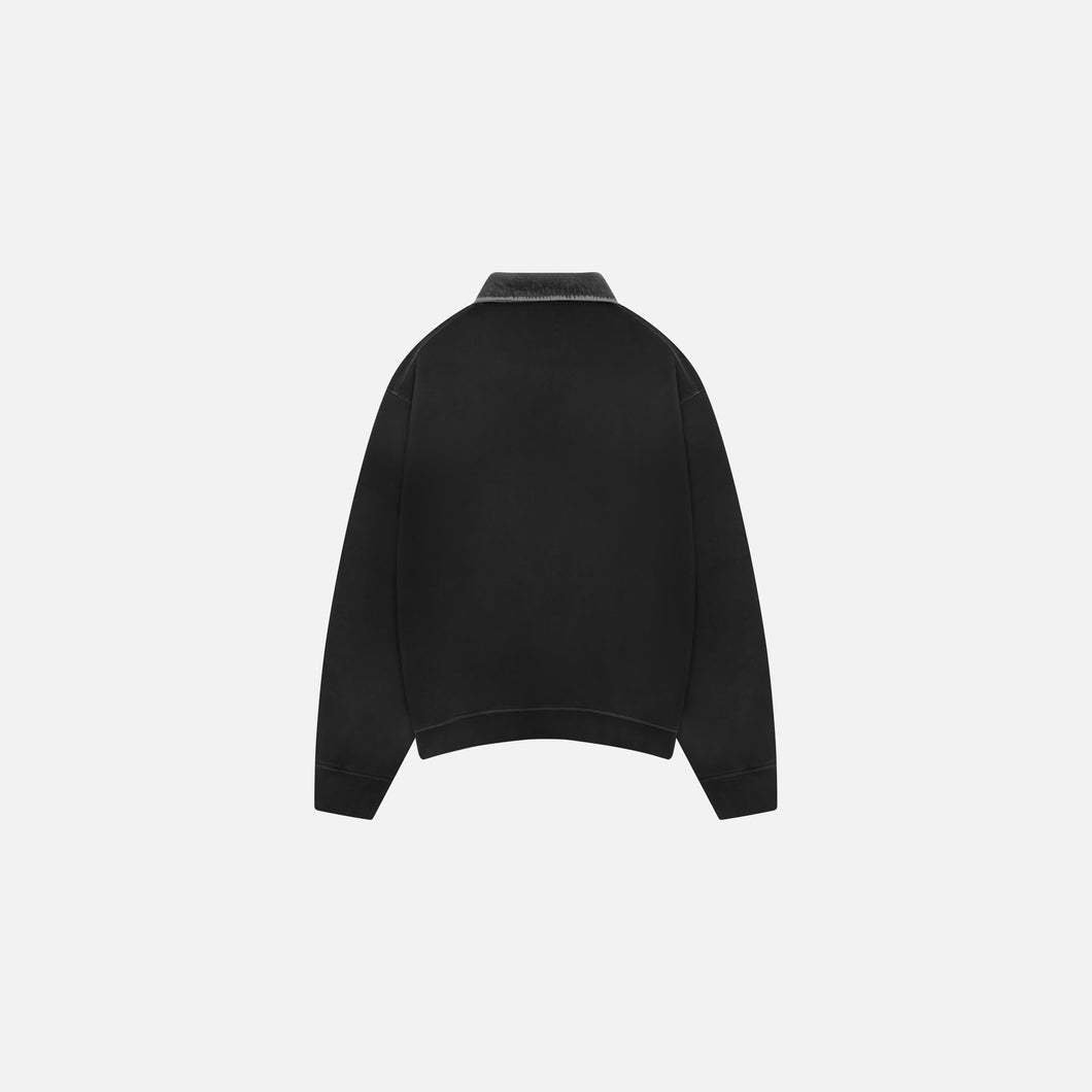 DENIM COLLAR POLO SWEATSHIRT