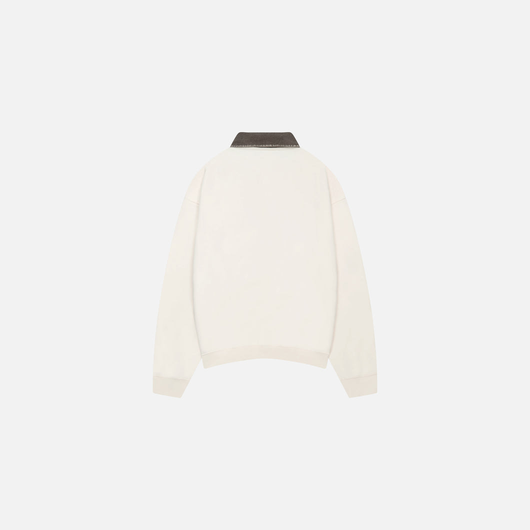 DENIM COLLAR POLO SWEATSHIRT