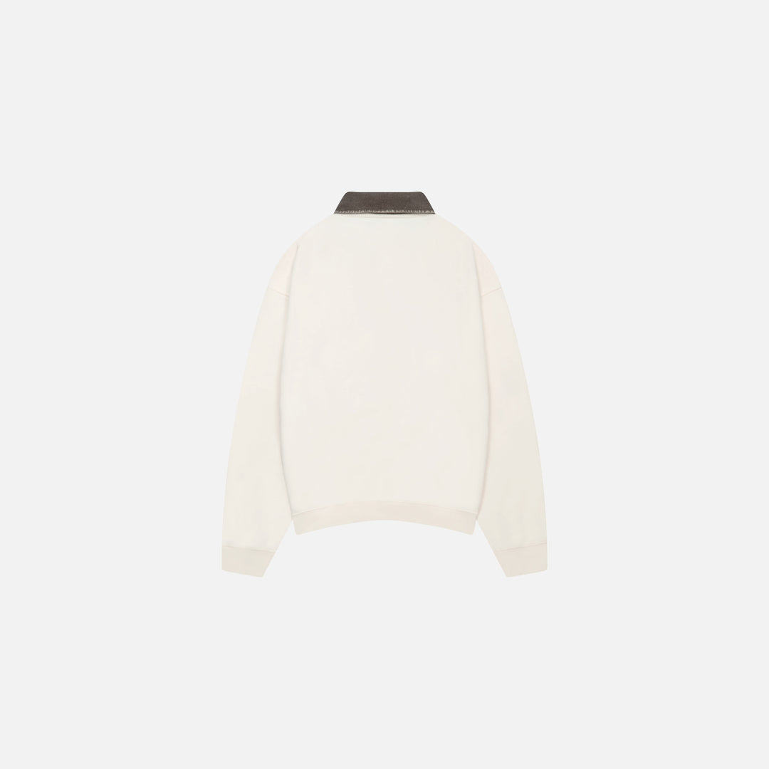 DENIM COLLAR POLO SWEATSHIRT