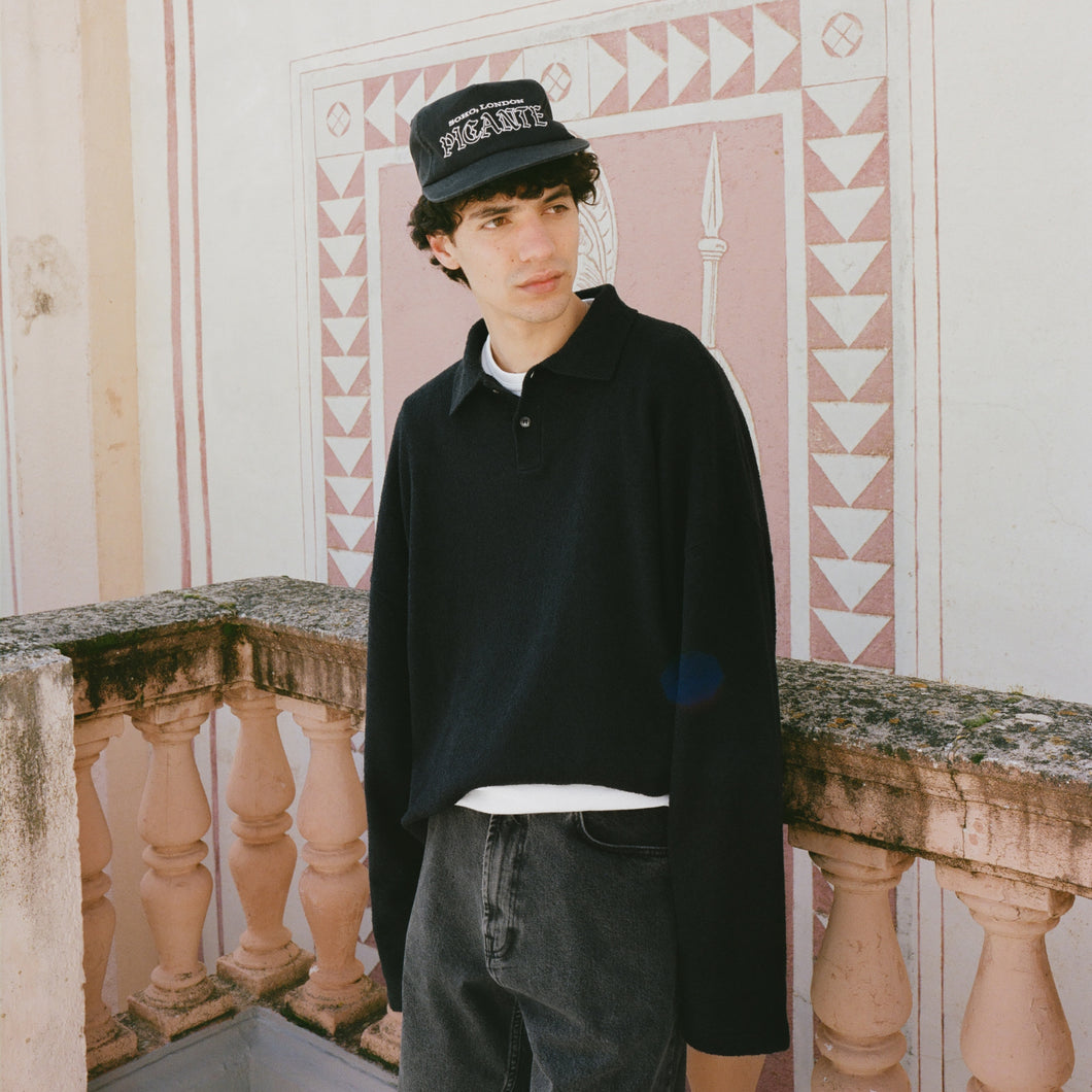 BOUCLE LONGSLEEVE POLO SHIRT