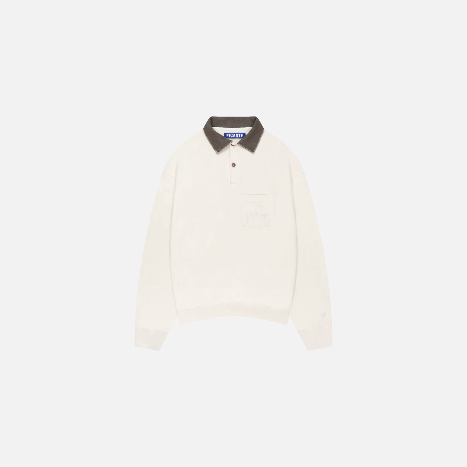 DENIM COLLAR POLO SWEATSHIRT