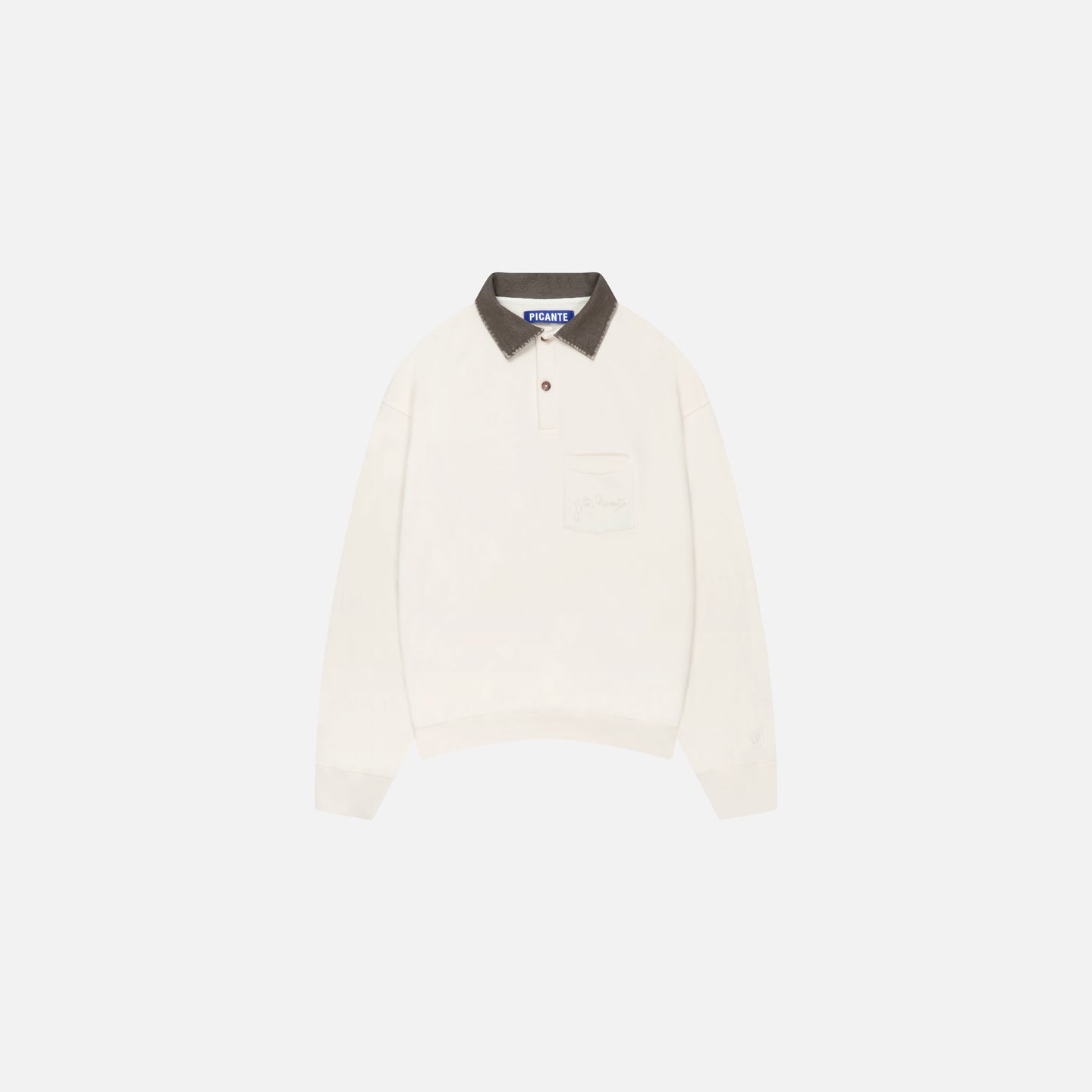 DENIM COLLAR POLO SWEATSHIRT