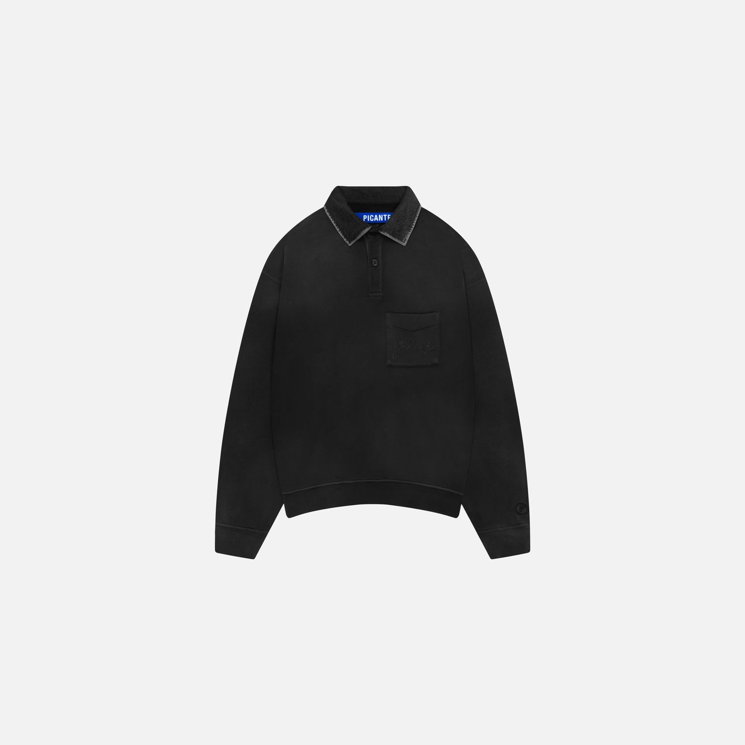 DENIM COLLAR POLO SWEATSHIRT
