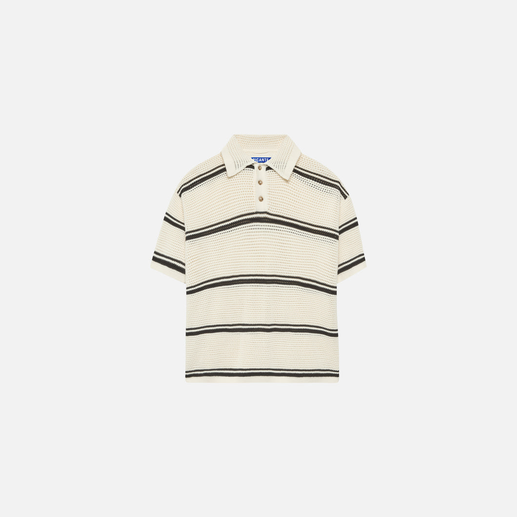 MESH KNIT STRIPED POLO