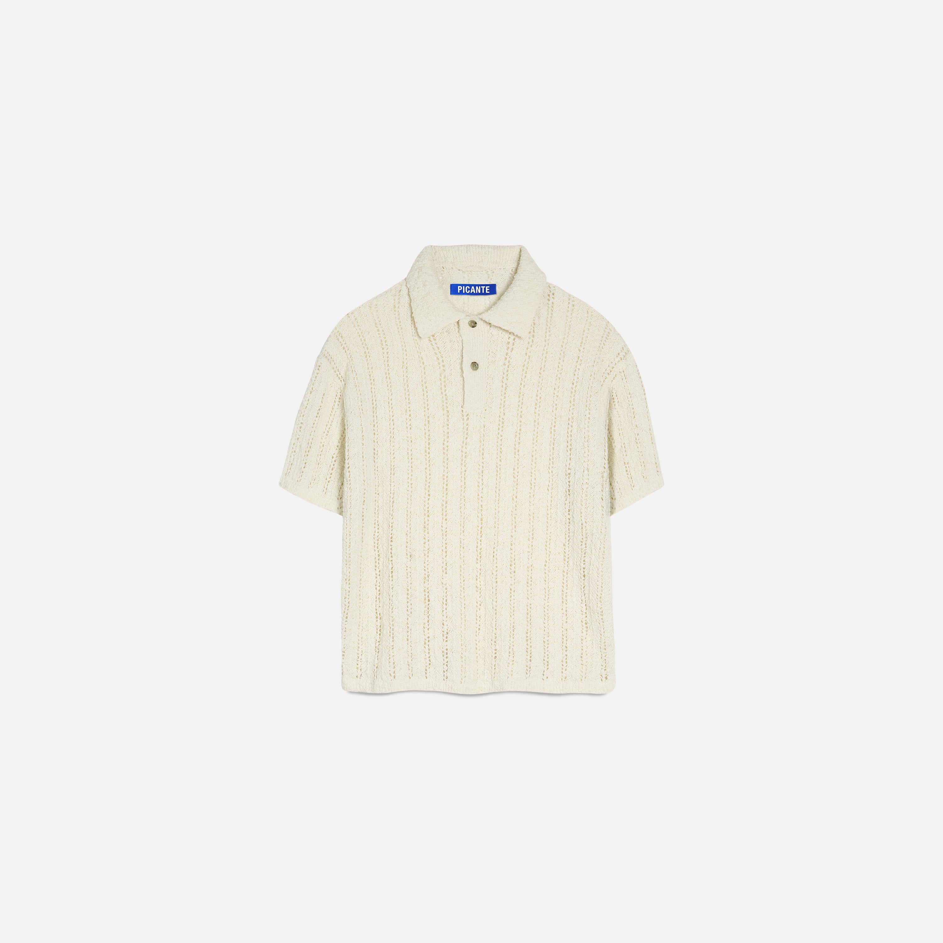 Pointelle Knit Polo Shirt
