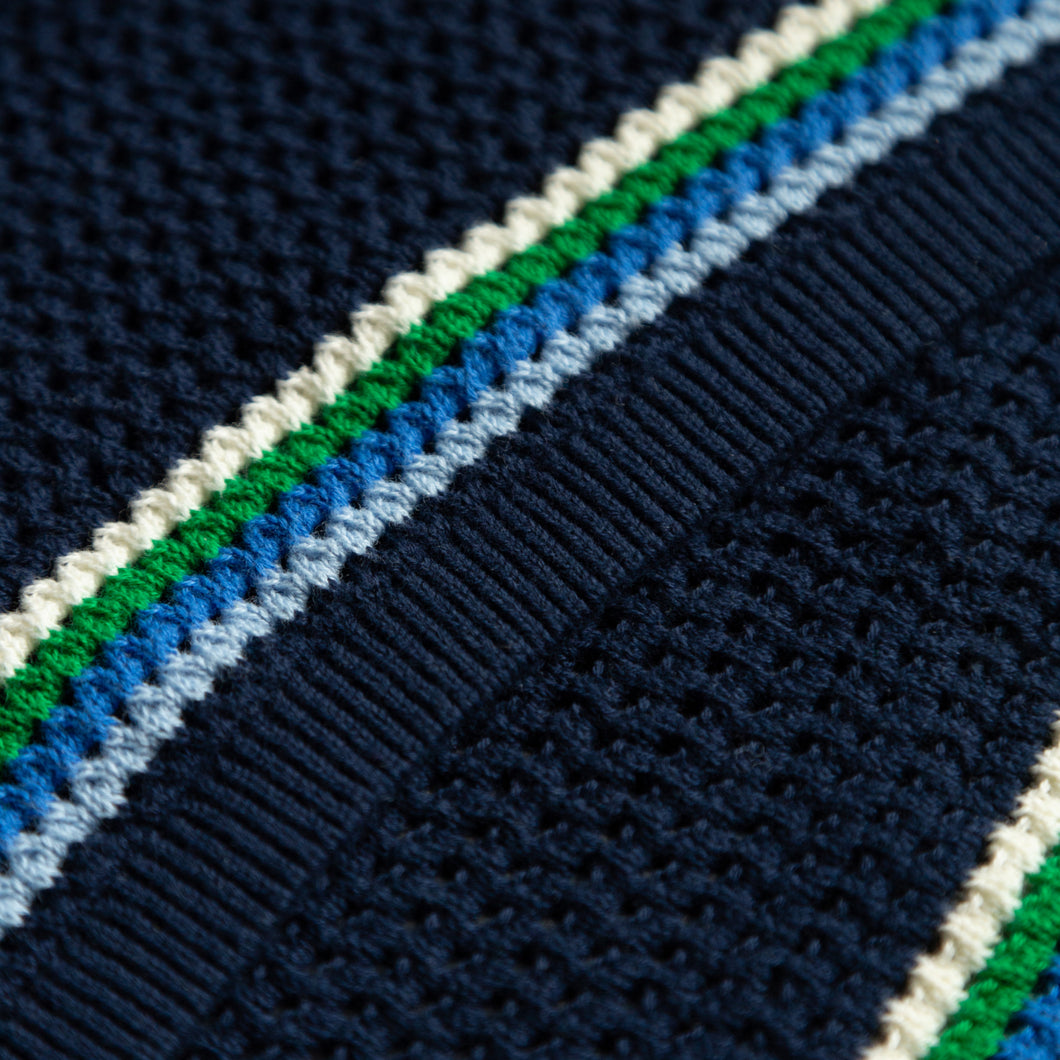 MESH KNIT STRIPED POLO