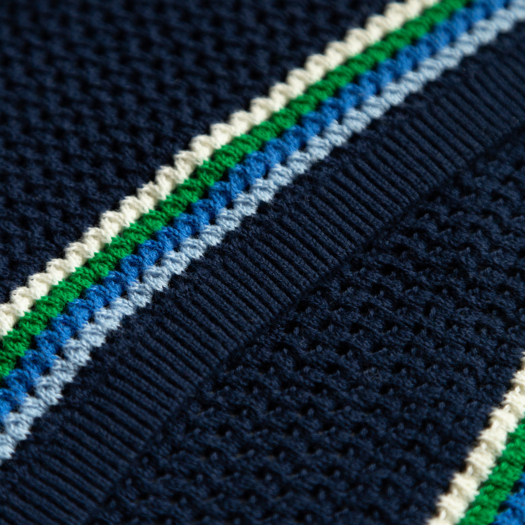 MESH KNIT STRIPED POLO