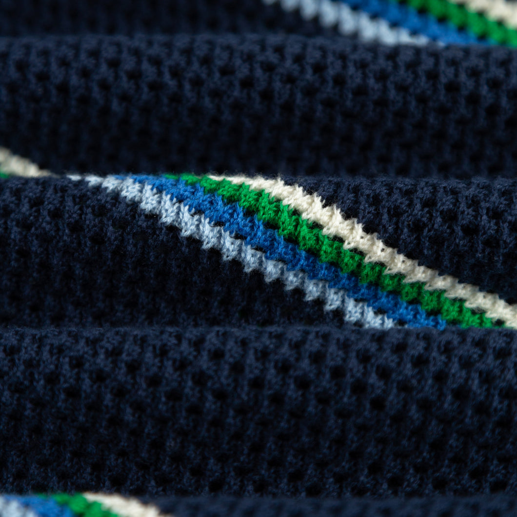 MESH KNIT STRIPED POLO