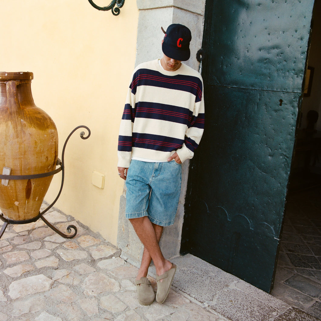 BOUCLE KNIT STRIPED SWEATER