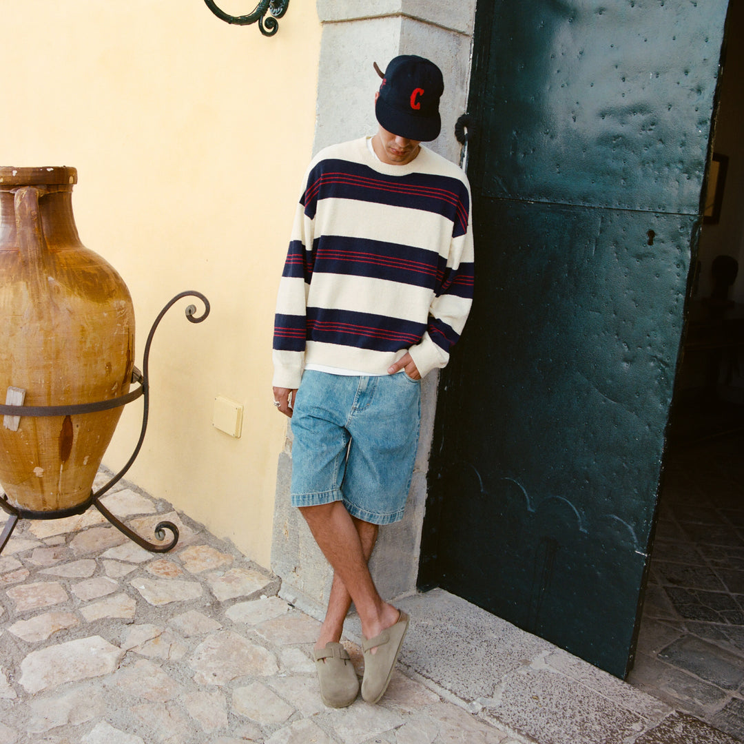 BOUCLE KNIT STRIPED SWEATER