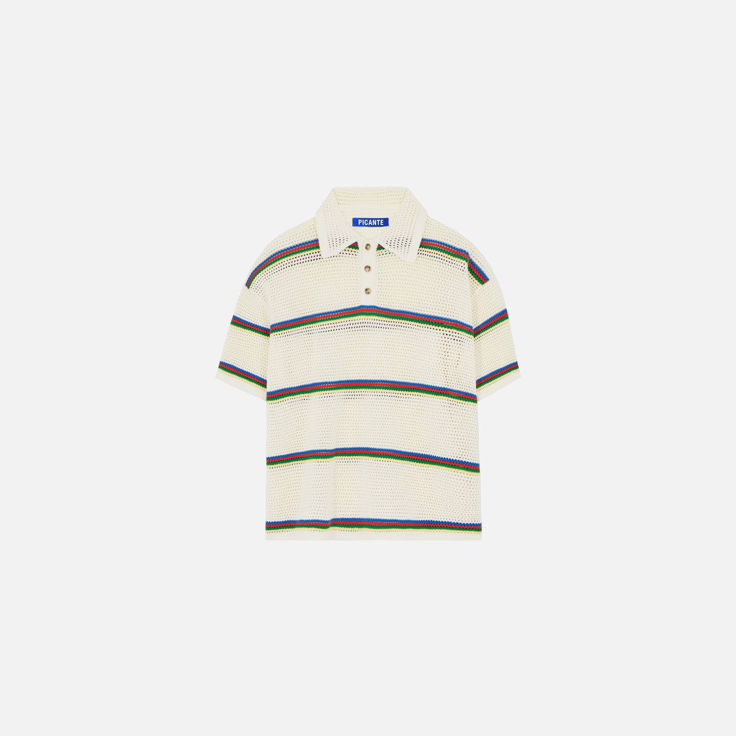 MESH KNIT STRIPED POLO