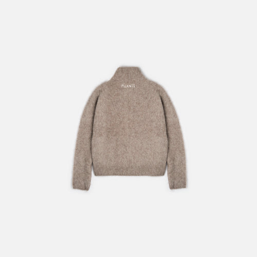 Alpaca Zip Funnel Knit Sweater