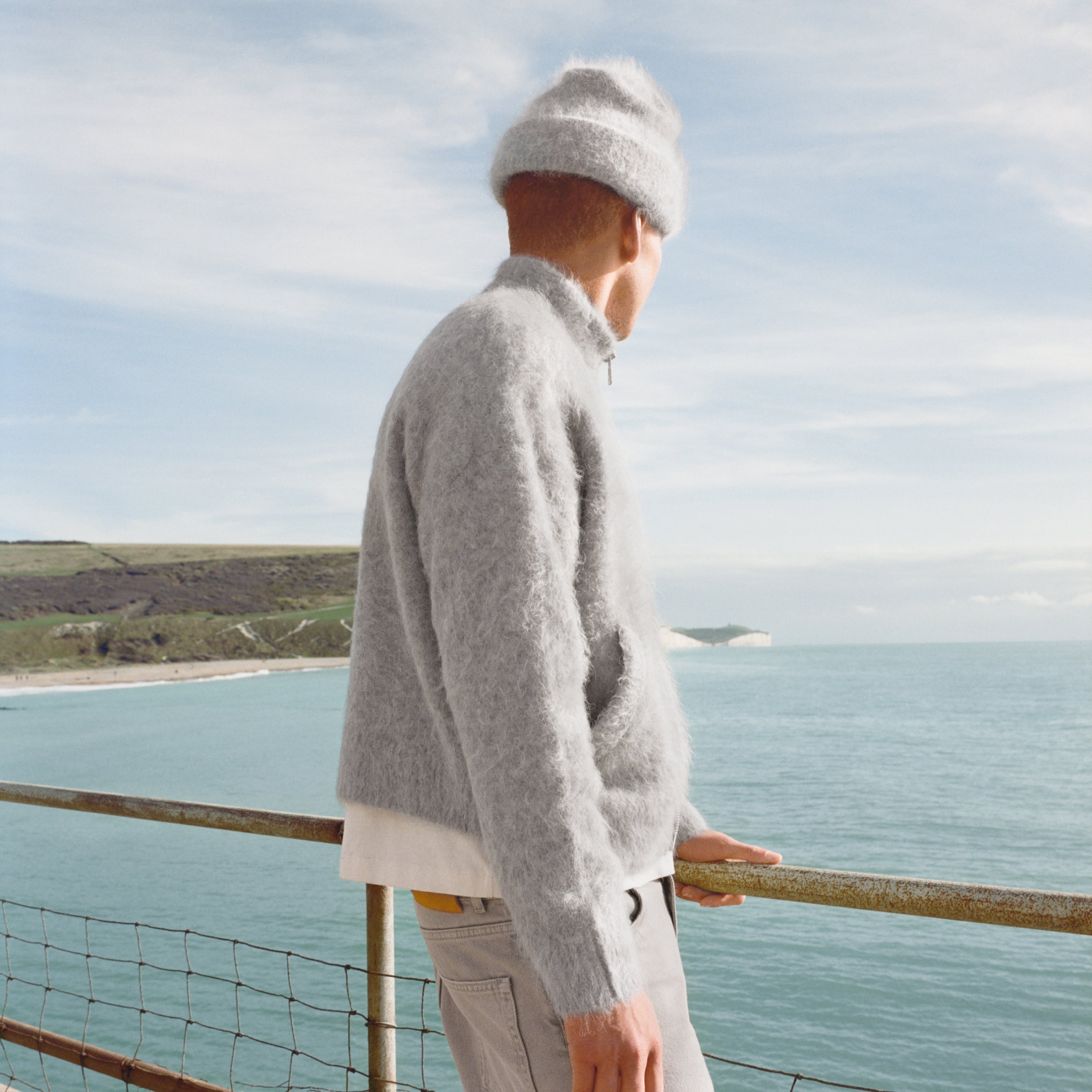 Alpaca Zip Funnel Knit Sweater