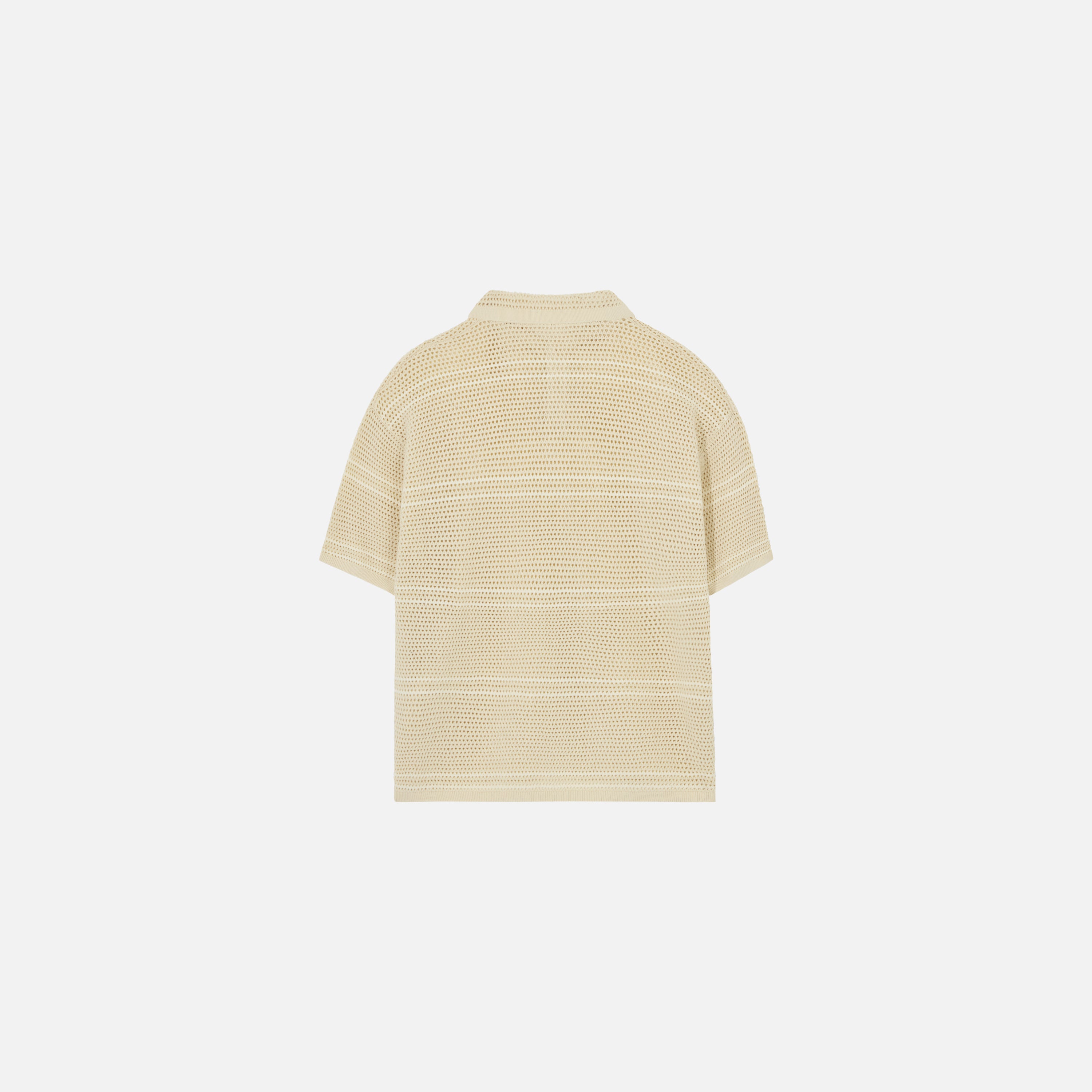 Mesh Knit Striped Polo