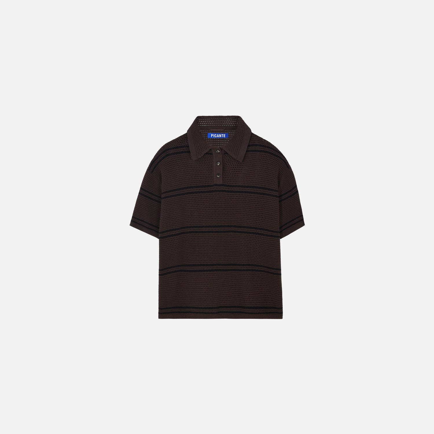 MESH KNIT STRIPED POLO