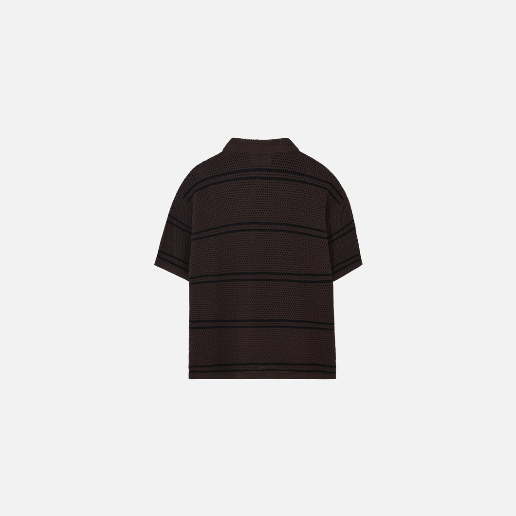 MESH KNIT STRIPED POLO