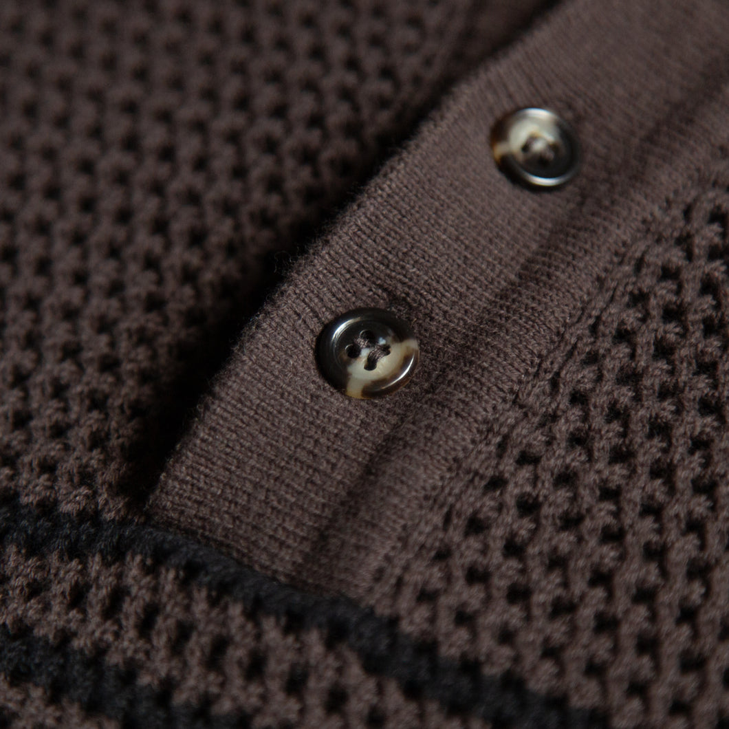 MESH KNIT STRIPED POLO