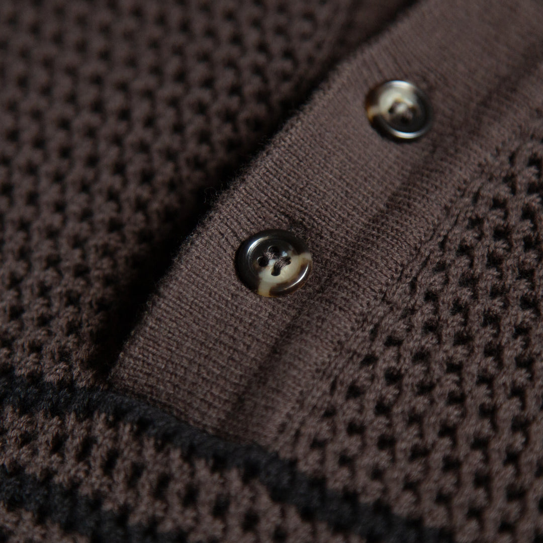 MESH KNIT STRIPED POLO