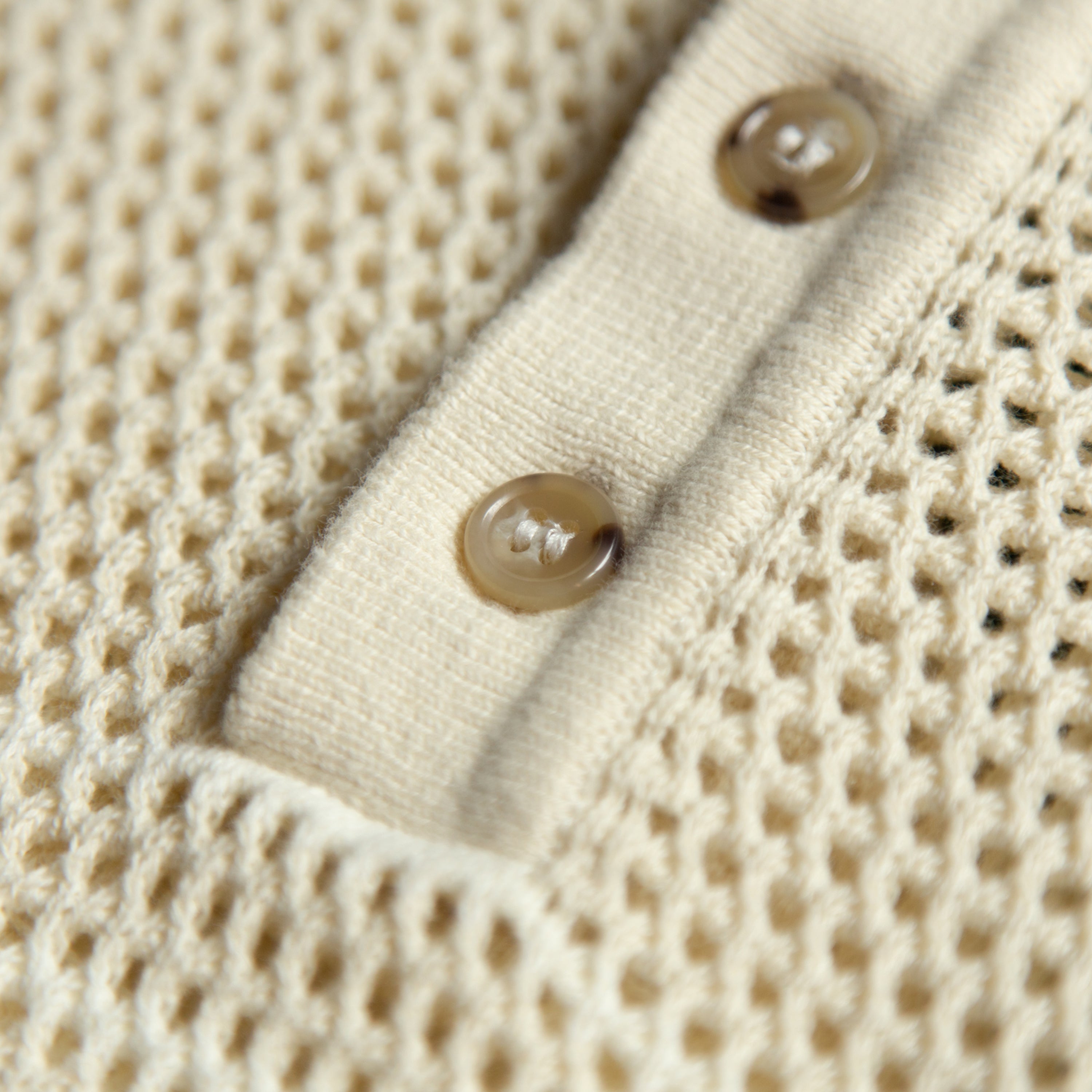 Mesh Knit Striped Polo